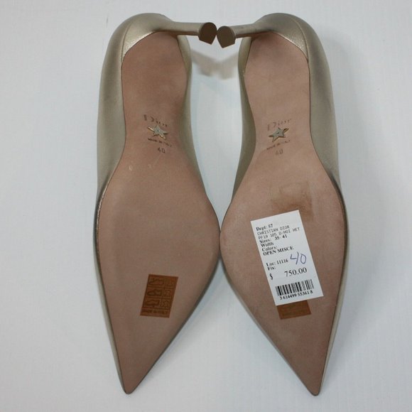 Christian Dior Gold Metallic Lambskin D-Moi Pumps size EU 40 / US 10 NEW $750 - Picture 8 of 10